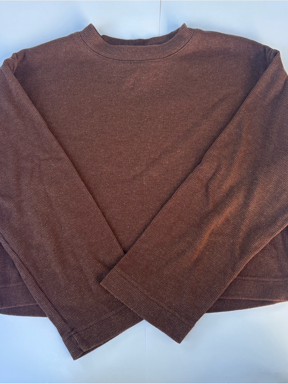 Zara Girls Chocolate Brown Ribbed Cropped Sweater 9-10Y